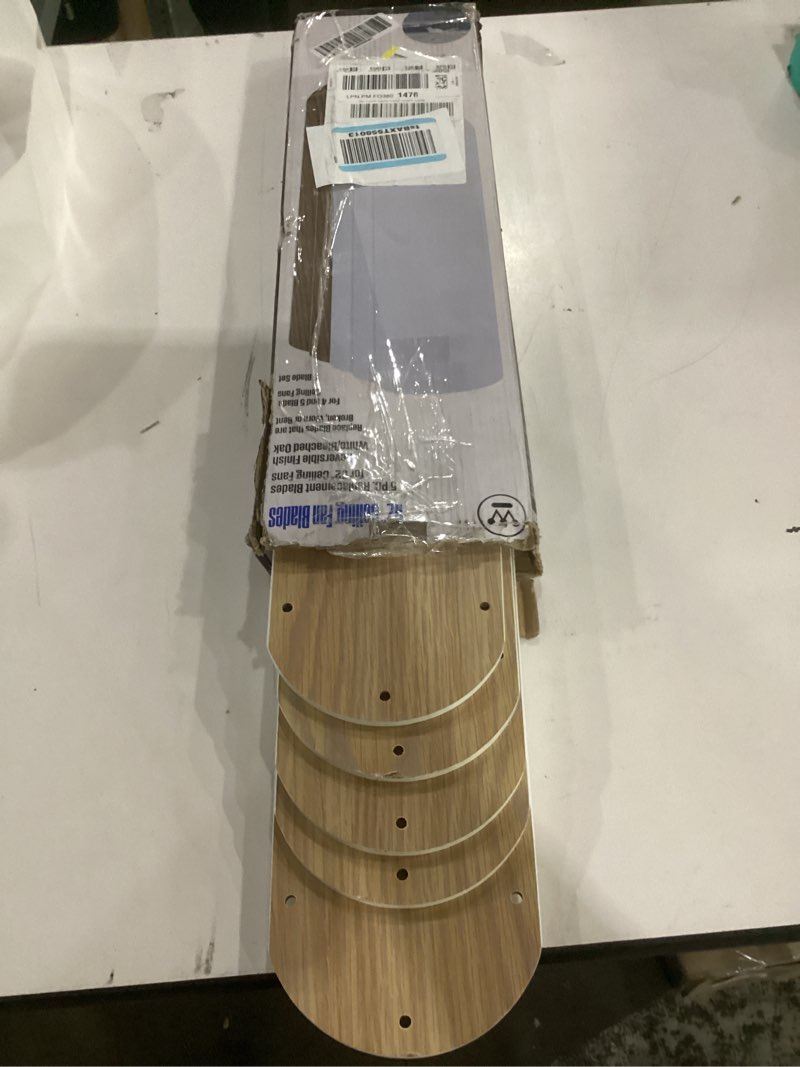 Condition photo showing As Is for westinghouse lighting 20.5-inch replacement fan blades for 52-inch ceiling fans reversible white/bleached oak 42 inches