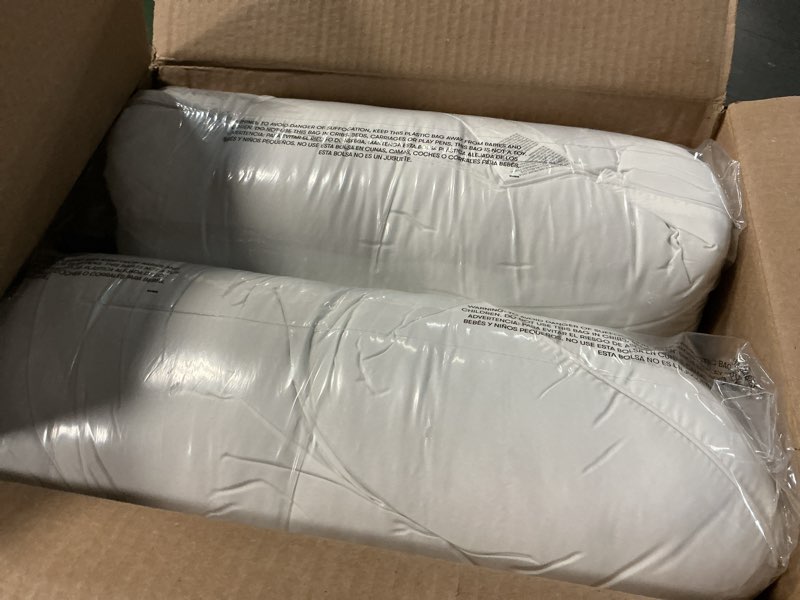 Condition photo showing New/Like New for Serta Down Illusion Soft Hypoallergenic Soft/Medium Bed Pillows for Side, Stomach or Back Sleepers (2 Pack), Queen, White White Queen Soft/Medium