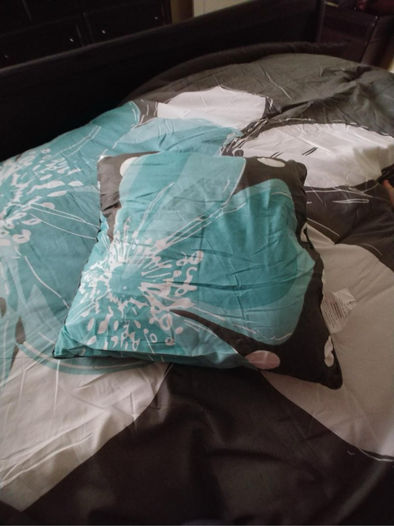 grand linen - 8 - piece aqua blue, grey, white floral comforter set king size bedding + accent pillows