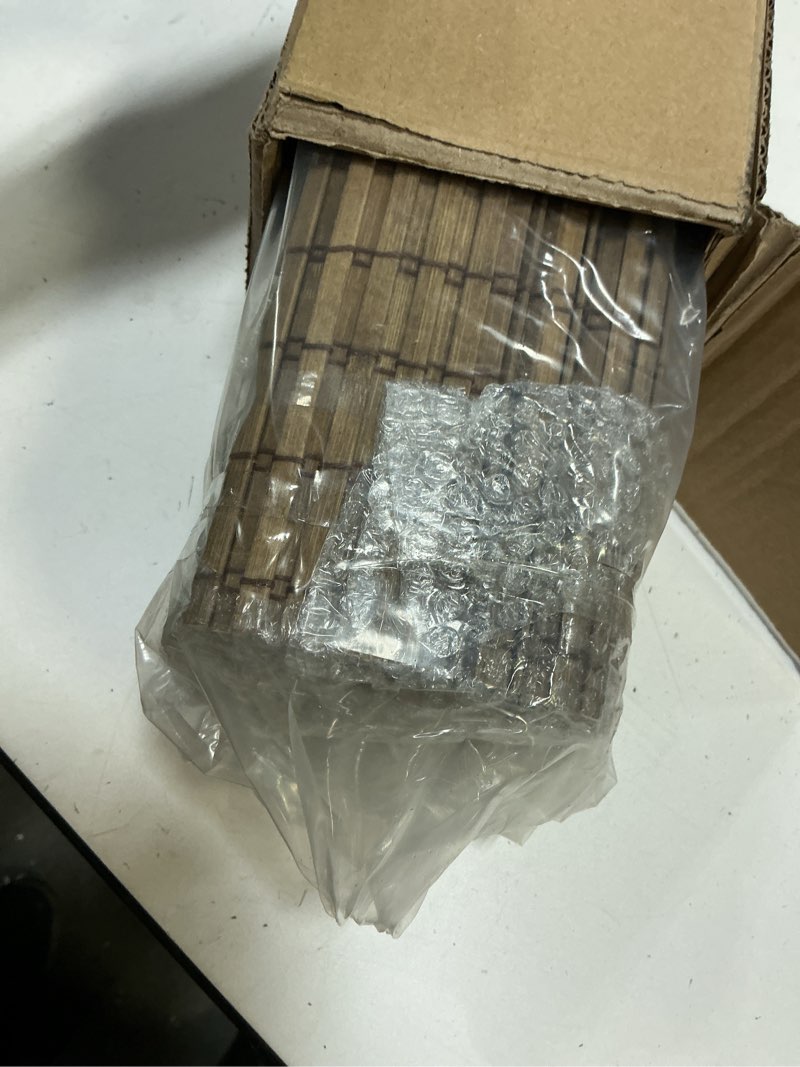 Condition photo showing Good Condition for lazblinds cordless bamboo roman shades, privacy blinds for interior windows, room darkening roll up bamboo blinds for home & patio, 33" w x 64" h, highfield teak pricacy - highfield teak 33" w x 64" h