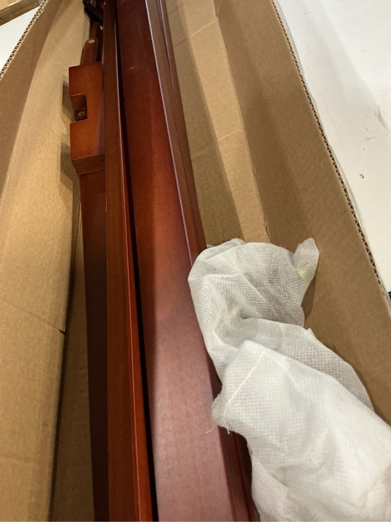 Condition photo showing As Is for (Similar)Large A-Frame Wooden Painting Display Walnut Easel, Large Adjustable Pine Wood Standing Easel Holding Canvas Up to 60'', Solid Wood for Display, Wedding Sign or Painting-Walnut