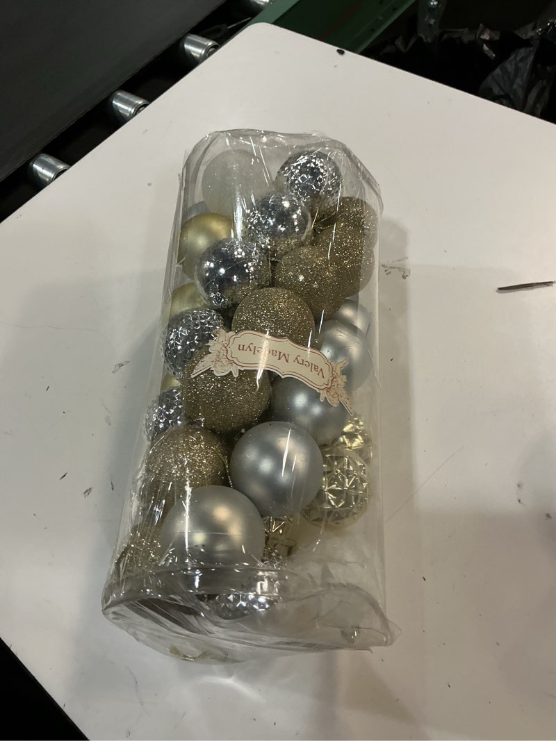 Condition photo showing New/Like New for Valery Madelyn Christmas Tree Decorations Ornament Set, 50ct 2.36 Inches White and Gold Shatterproof Christmas Ball Ornaments Hanging Xmas Holiday Party Decor White Gold Large