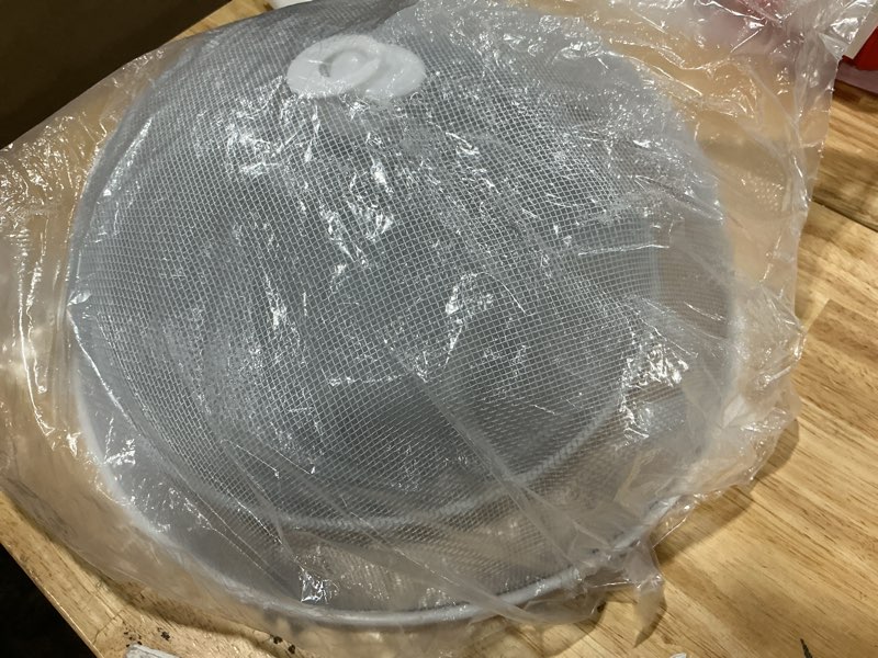 Condition photo showing Good Condition for baderke 4 pcs metal mesh food cover 14'' 12'' 11'' 10'' outdoor picnic food net covers for outside keep out flies for table picnic camping(white)
