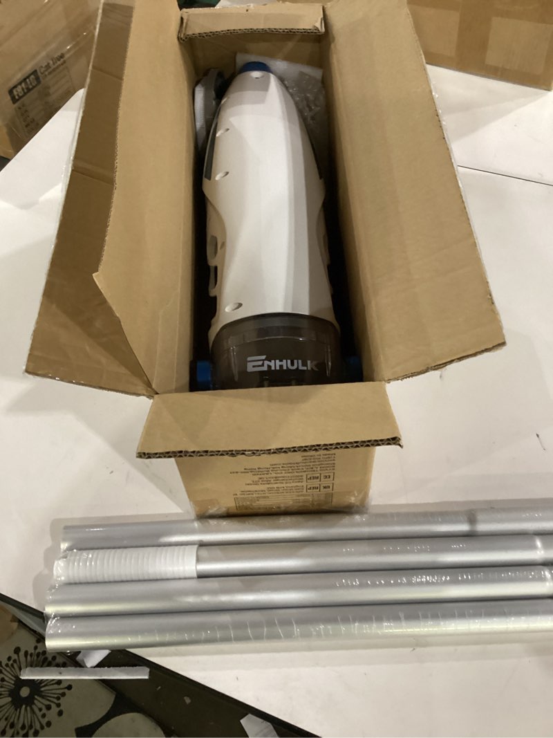 Condition photo showing Good Condition for not tested****enhulk cordless pool vacuum with 6' extension pole, upgraded 26.5 gpm beast-level suction, 2 filters, 1h runtime, handheld rechargeable pool cleaner for above ground & inground pools, pc68