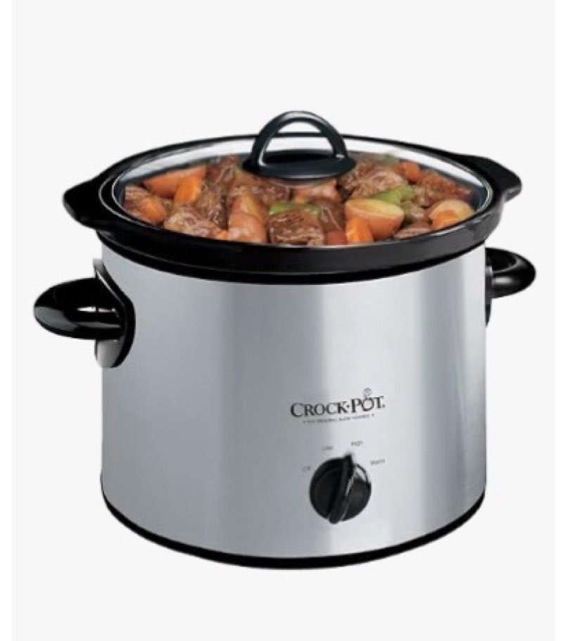 crock-pot 3-quart manual slow cooker, serves 3+ people, great for small meals, dips, & sides; removable stoneware is oven & dishwasher safe, stainless steel 3qt stainless steel