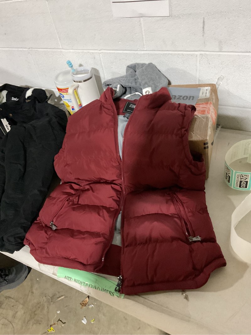 Condition photo showing Good Condition for zshow women's outerwear vest hooded puffer vest padded winter vest jacket large wine red