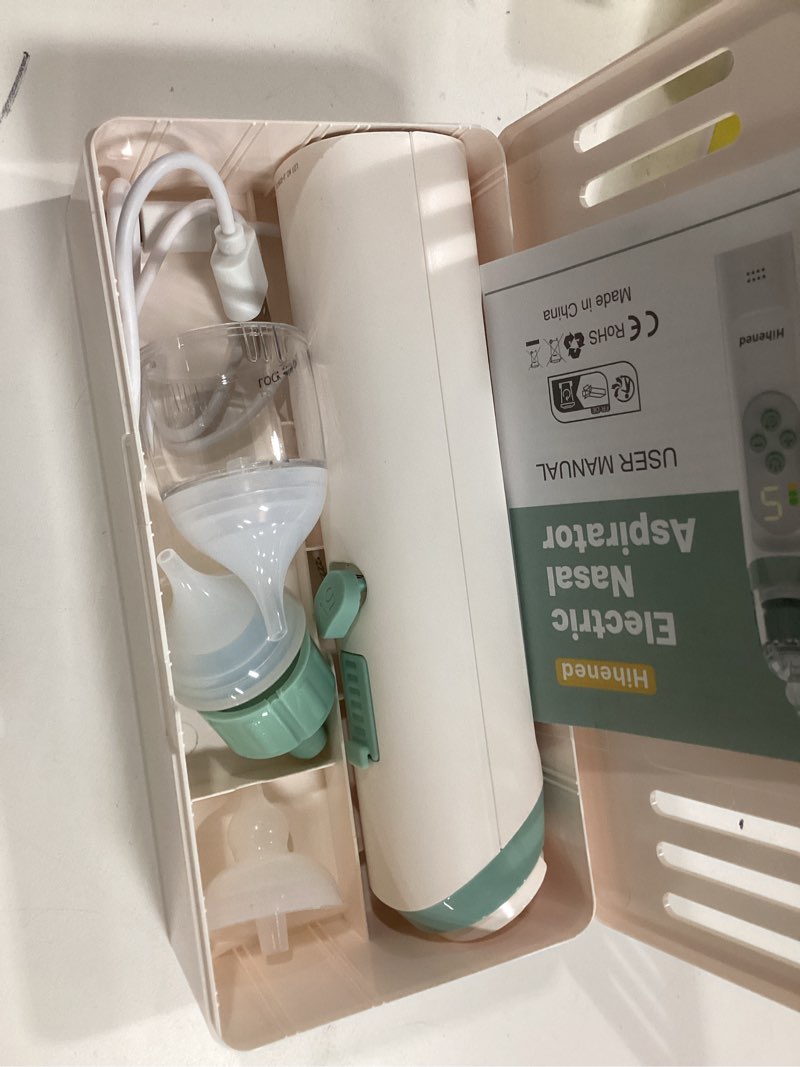 Condition photo showing New/Like New for Electric Nasal Aspirator for Baby, Nose Aspirator for Toddlers, Waterproof Baby Nose Sucker, Nose Cleaner with 3 Silicone Tips, Adjustable Suction Level, Music and Light Soothing Function,Green