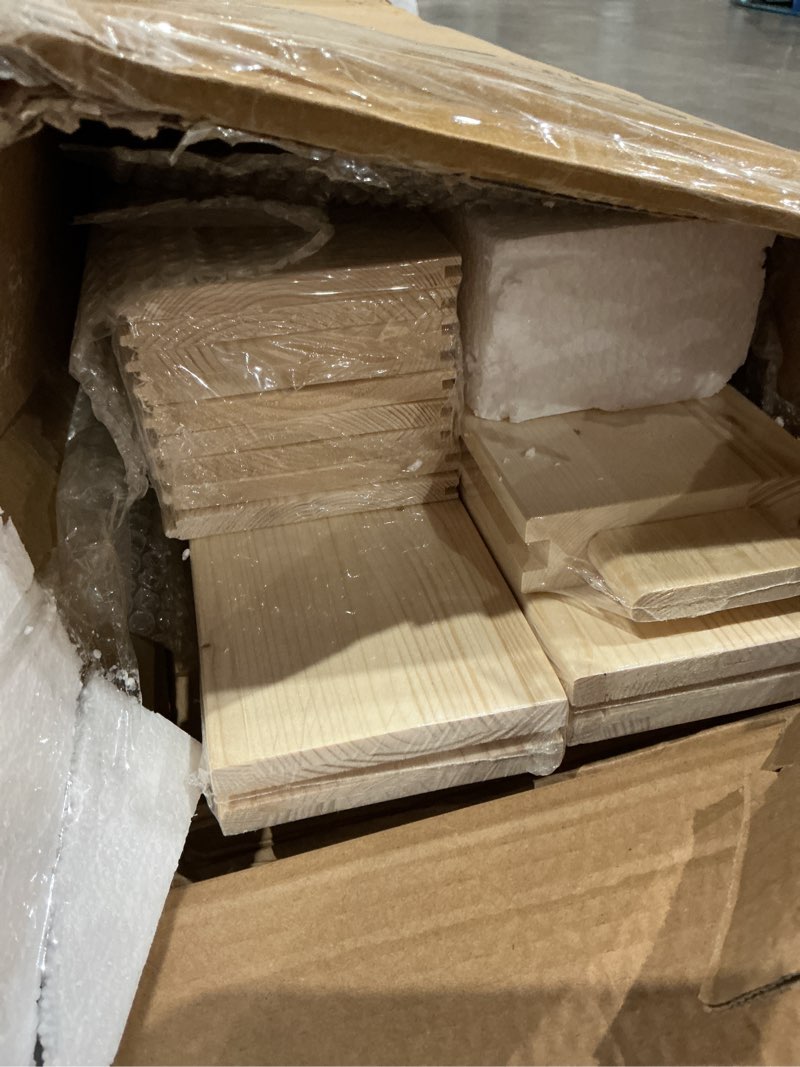 Condition photo showing As Is for fredbeck 48in x 96in wood sliding barn door with 8ft barn door hardware kit included k shape solid spruce panel sliding door double surfaces need to assembly 48"x96" door + 8' track kit wood color