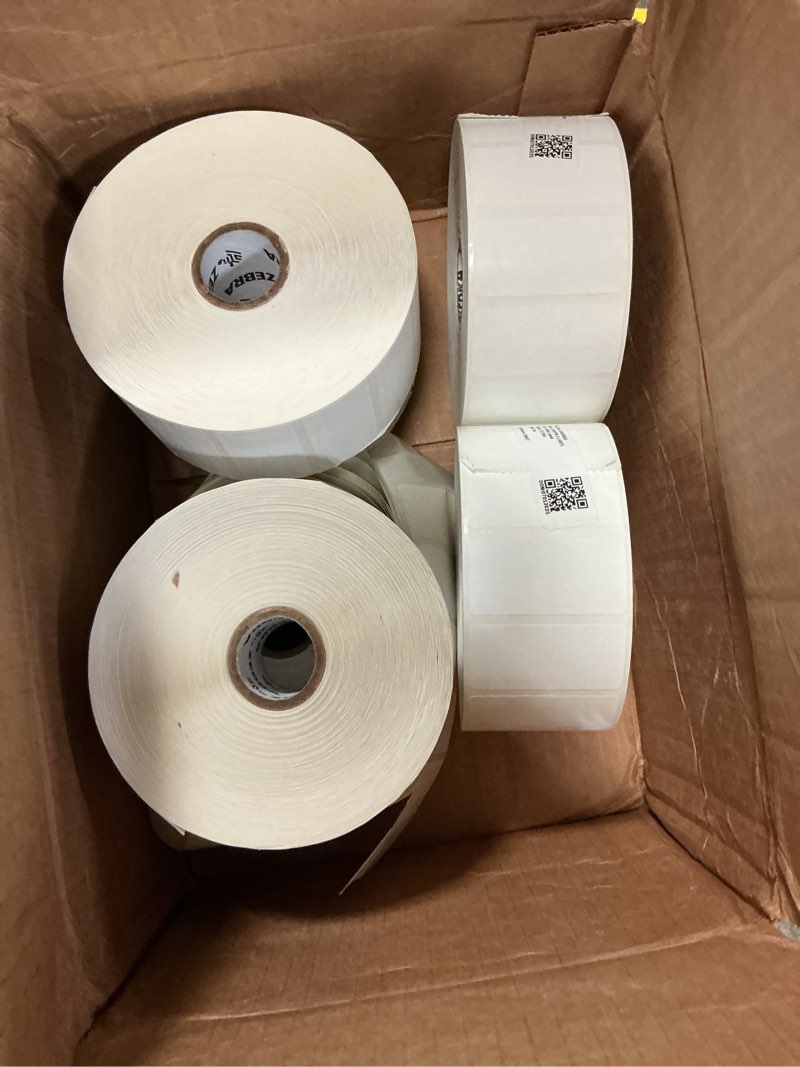 Condition photo showing As Is for 7500) premium 4 x 4 perforated direct thermal adhesive product labels 1500/roll