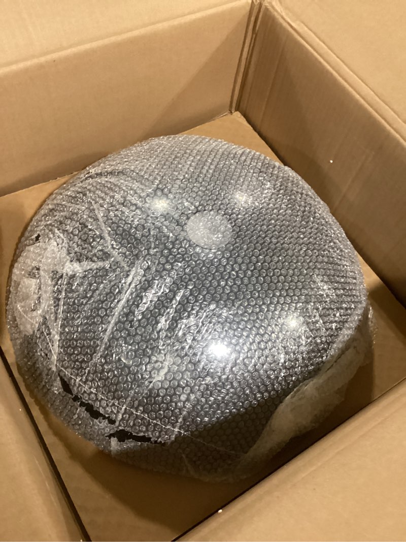 Condition photo showing New/Like New for Bathroom Vessel Sink, Tempered Glass Vanity Round Bowl with Chrome Faucet and Pop up drain Set, Bluish Grey