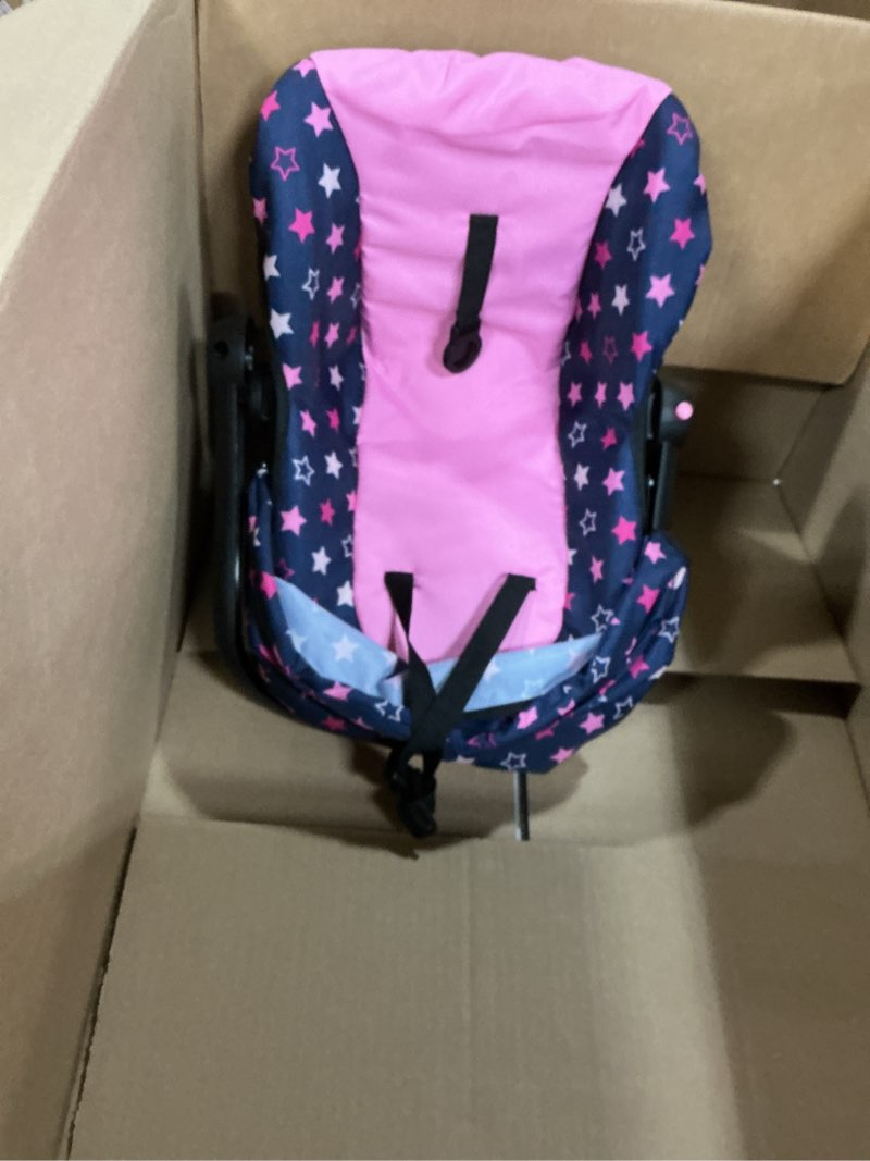Condition photo showing Good Condition for bayer design doll car seat portable carrier with sunshade - navy & pink stars, 18 inch dolls, rocker