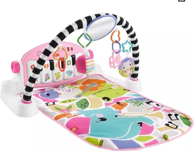 Fisher-Price Glow & Grow Kick and Play Gym - Pink Baby Playmat with 4 Ways to Play, Smart Stages Learning, 10 Linkable Toys, and Removable Piano for Newborn and Up