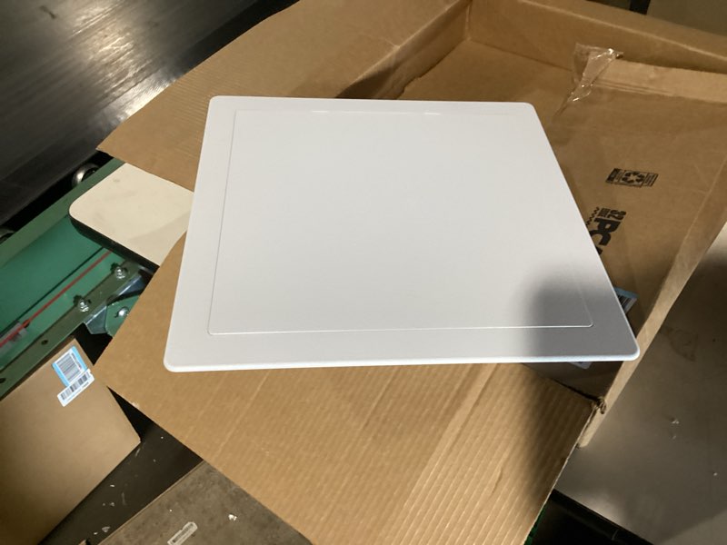 Condition photo showing New/Like New for vent systems white abs plastic - access panel 12 x 12 inch - access panel with door for drywall, wall and ceiling electrical and plumbing service wall hole cover - exterior dimensions 12.7x12.7 inches
