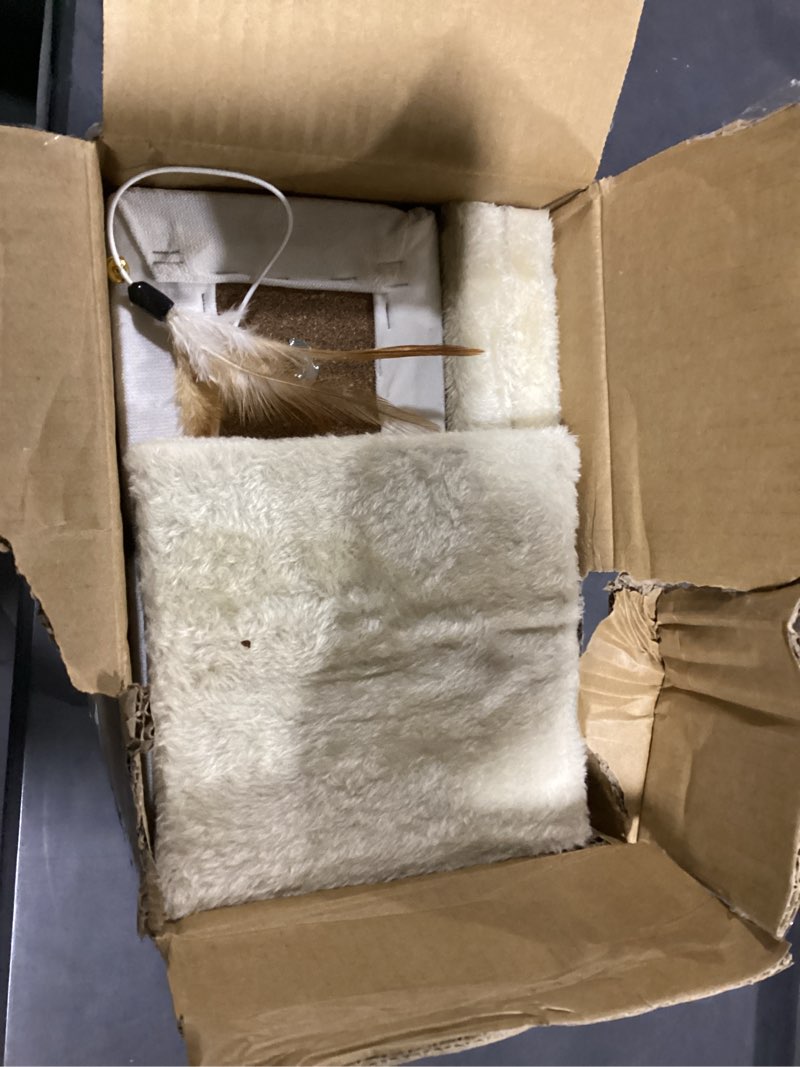 Condition photo showing Good Condition for made4pets cat scratching post, 32 inch natural sisal cat scratcher with kitten toy, tall scratching post for indoor cats adults and kittens, beige beige-sisal