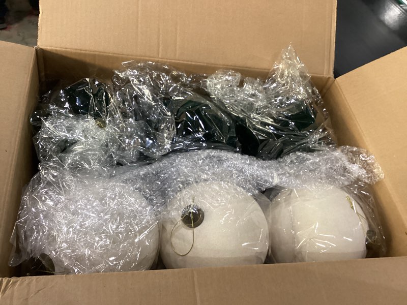 Condition photo showing New/Like New for Liliful 12 Pcs 6 Inch Large Velvet Christmas Ball Flocked Christmas Tree Ornaments Big Xmas Tree Shatterproof Hanging Home Decorations for Holiday Party(Green Brown)
