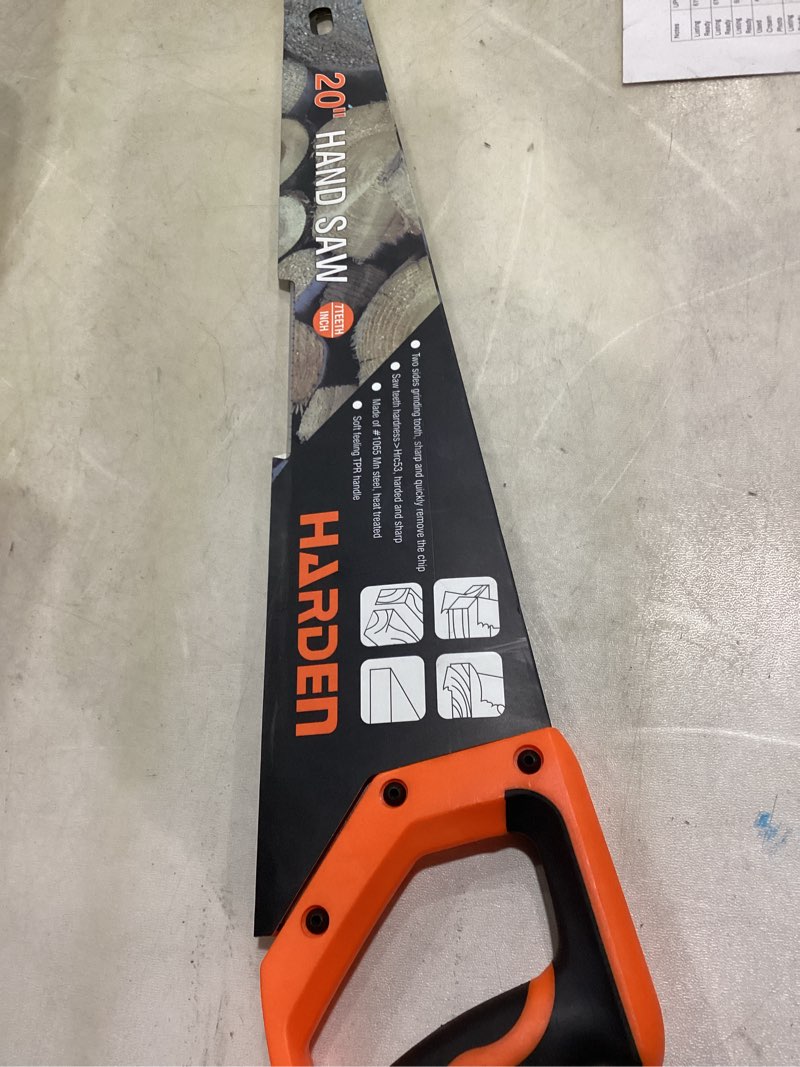 Condition photo showing Good Condition for harden 20" hand saw – heavy-duty high-carbon steel blade, ultra-sharp hardened teeth, double-sided ground for faster cutting, soft tpr handle – ideal for woodworking & carpentry 20 inches