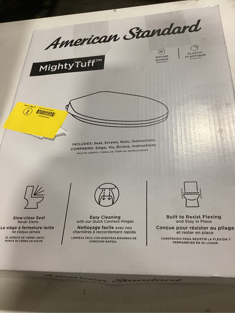 Condition photo showing Good Condition for American Standard MightyTuff Plastic White Round Soft Close Toilet Seat