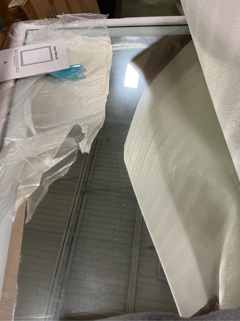 Condition photo showing Good Condition for 28x36 Lighted Bathroom Mirror, Wall-Mounted, Black Rim Mirror, Vanity(Front and Backlit), Stepless Dimmable CRI90+, Anti-Corrosion, Anti-Rust, Touch Sense, Memory(Horizontal/Vertical) Black Framed 28"L x 36"W