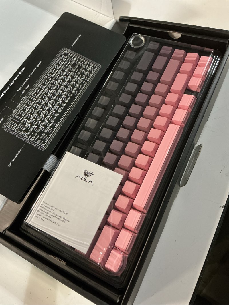 Condition photo showing Good Condition for aula f75 pro wireless mechanical keyboard,75% hot swappable custom keyboard,rgb backlit,pre-lubed reaper switches,side printed pbt keycaps mechanical gaming keyboards, pink&black f75 pro-gradient pink black