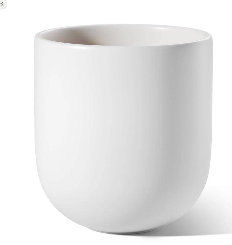  le tauci 10 inch plant pot, ceramic pots for plants with drainage plug and mesh screen, plant pots indoor for olive tree, cylinder round flower planter pot for home patio office, white