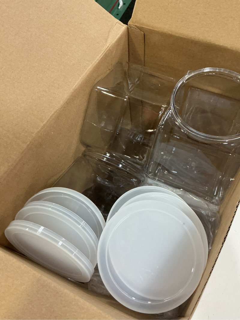 Condition photo showing New/Like New for yahenda 8 pcs hexagon plastic jars cookie jars with airtight lids clear candy jar wide round mouth snacks dog food candy containers reusable coffee display for gifts and storage(30 oz)