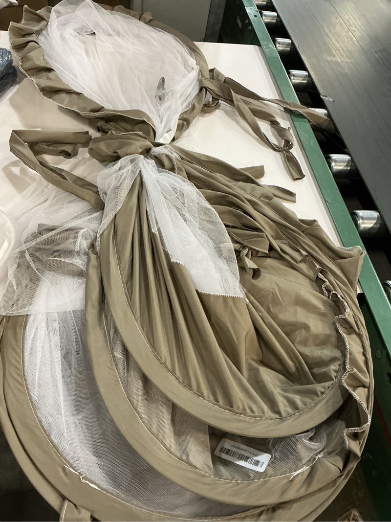 Condition photo showing As Is for Baby Crib Tent - Toddler Bed Tent w/White Noise Machine, Wide Zipper Opening - Easy Setup Crib Cover w/Glow in The Dark Stickers & Custom Multi Color Light, Breathable Mesh Cribs Net (Gray)