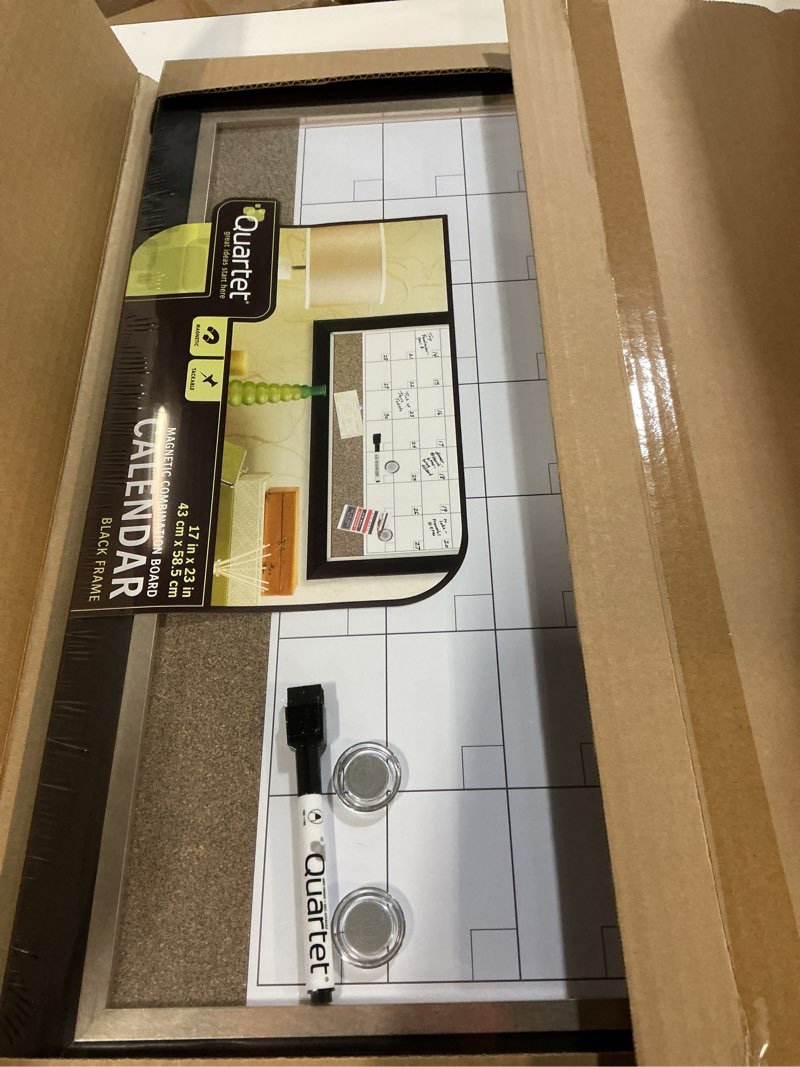 Condition photo showing New/Like New for Quartet magnetic combination board calendar black frame 17 in x 23 in