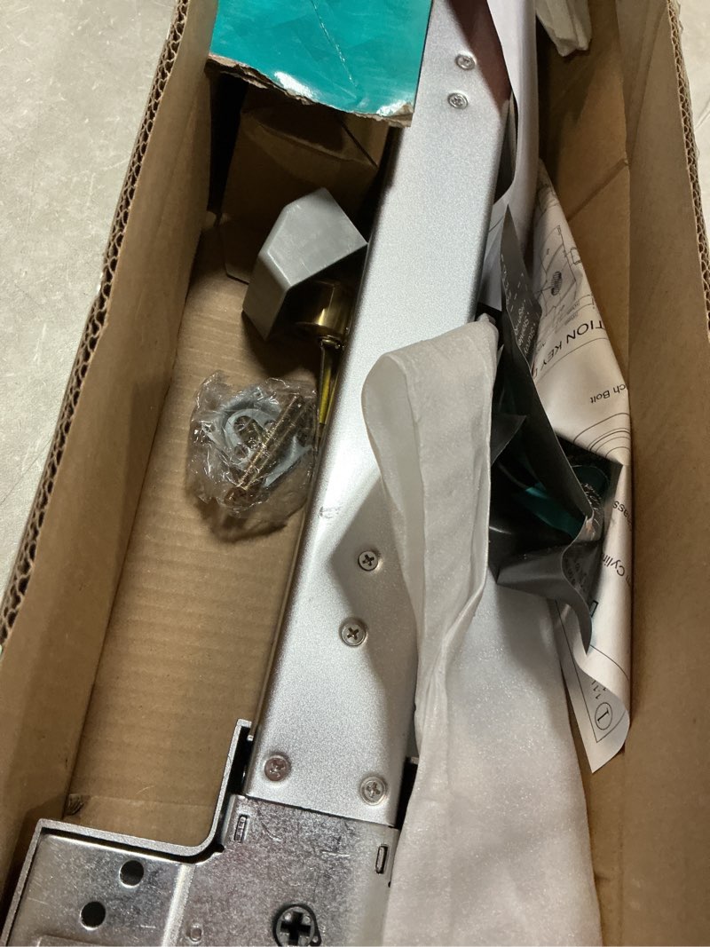 Condition photo showing Good Condition for laniti hardware push bar stainless steel commercial emergency exit bar panic exit device suitable for wood metal door exterior locking lever trim. (lock cylinder - without alarm)
