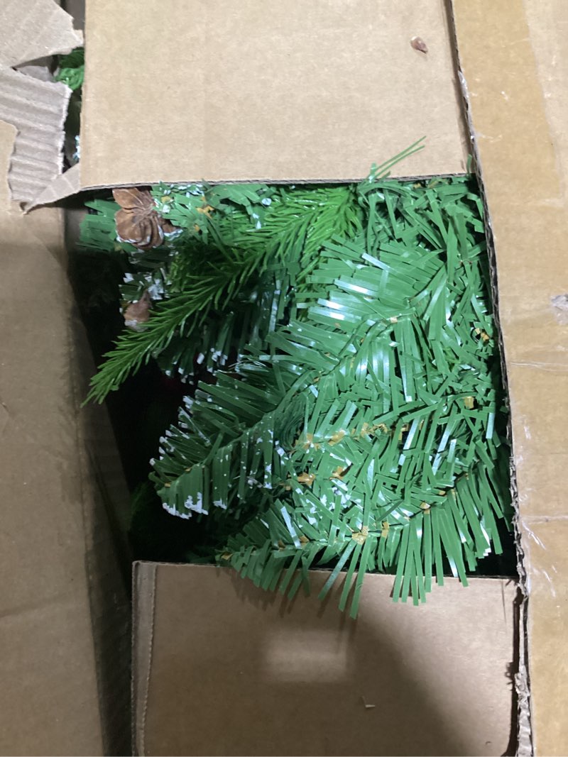 Condition photo showing Good Condition for 9 ft Prelit Christmas Garlands with 100 Lights Battery Operated Timer 8 Modes, Faux Garland Christmas Decorations for Mantle, Stairs, Fireplace, Decor with Natural Pine Cones, Berries Berry Pine Garland