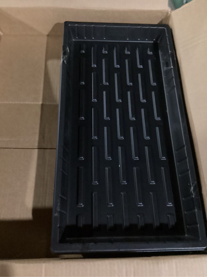 Condition photo showing Good Condition for Growing Trays, 1020 Plant Nursery Trays Heavy Duty Seed Starter Flat Seedling Tray for 72/128 Cell Plug Tray Transplant Growing Microgreens (21"×11", 10 Pack, 1.6" Deep, Without Holes) TD538-10P-Black