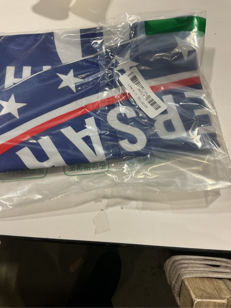 Condition photo showing Good Condition for 2pcs usa anniversary 250th flag, 1.5x3 ft anniversary fan flags, yard signs hanging decor for outdoor, front door, porch, welcome backdrop with brass grommets (style 1) style 1 (1.5x3ft)