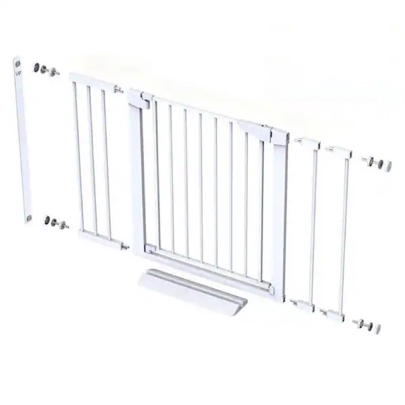 30.5 h x 46 w metal baby gate for stairs and doorways auto close safety gate mounted pet gate white fence panel