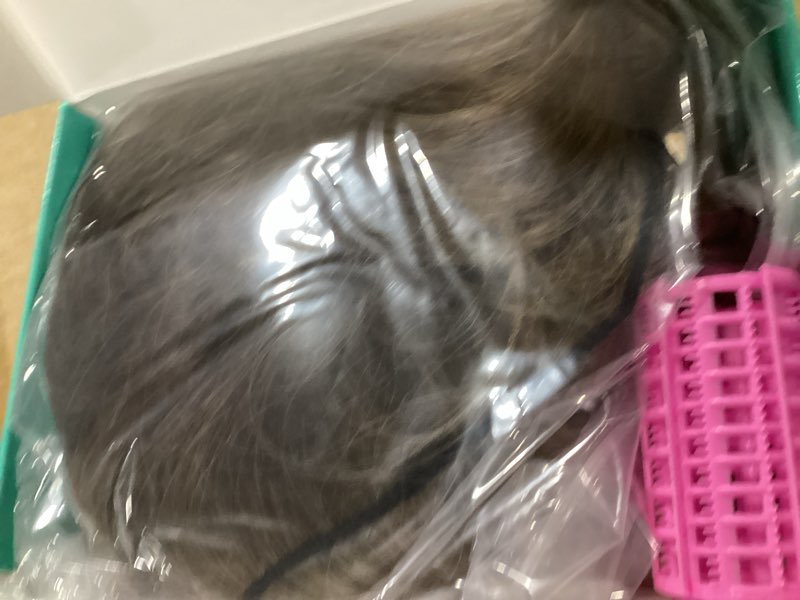Condition photo showing Good Condition for xixibi light brown wig with bangs for women, ombre brown mixed blonde layered curly wavy wigs, beginner friendly 4x4 realistic scalp synthetic wigs for daily party use 18inch light brown highlights