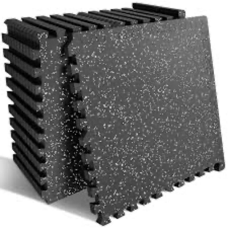 praisun 0.6" thicker rubber top gym flooring for home gym, 12 pcs 48 sq ft workout mats, exercise ma