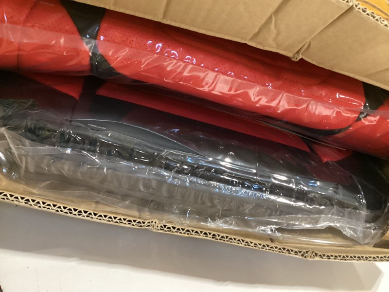 Condition photo showing Good Condition for tiehesyt car seat covers full set, breathable leather automotive front and rear seat covers & headrest for reduce the driving fatigue, compatible with most vehicles, cars (black&red, front pair) black&red front pair