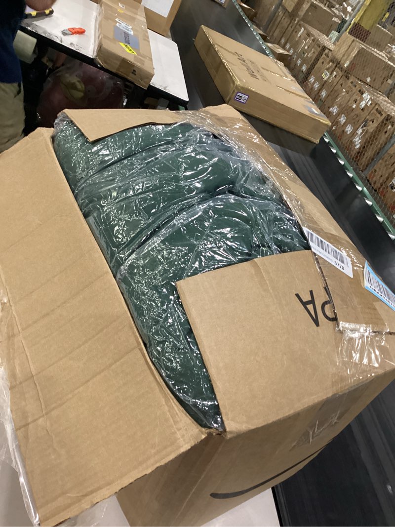 Condition photo showing Good Condition for outdoor chair cushions set of 2, 42x21x4 inch patio cushion for dining/rocking chairs, high back soft seat pad with ties, indoor outside use, fade-resistant & waterproof, dark green 42x21x4" dark green 2