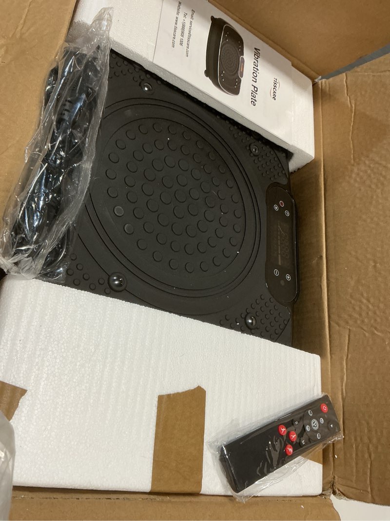 Condition photo showing As Is for vibration plate exercise machine: tisscare vibrating plates for weight loss and lymphatic drainage, 400lbs shake plate whole body workout platform for home fitness fat burner gifts black