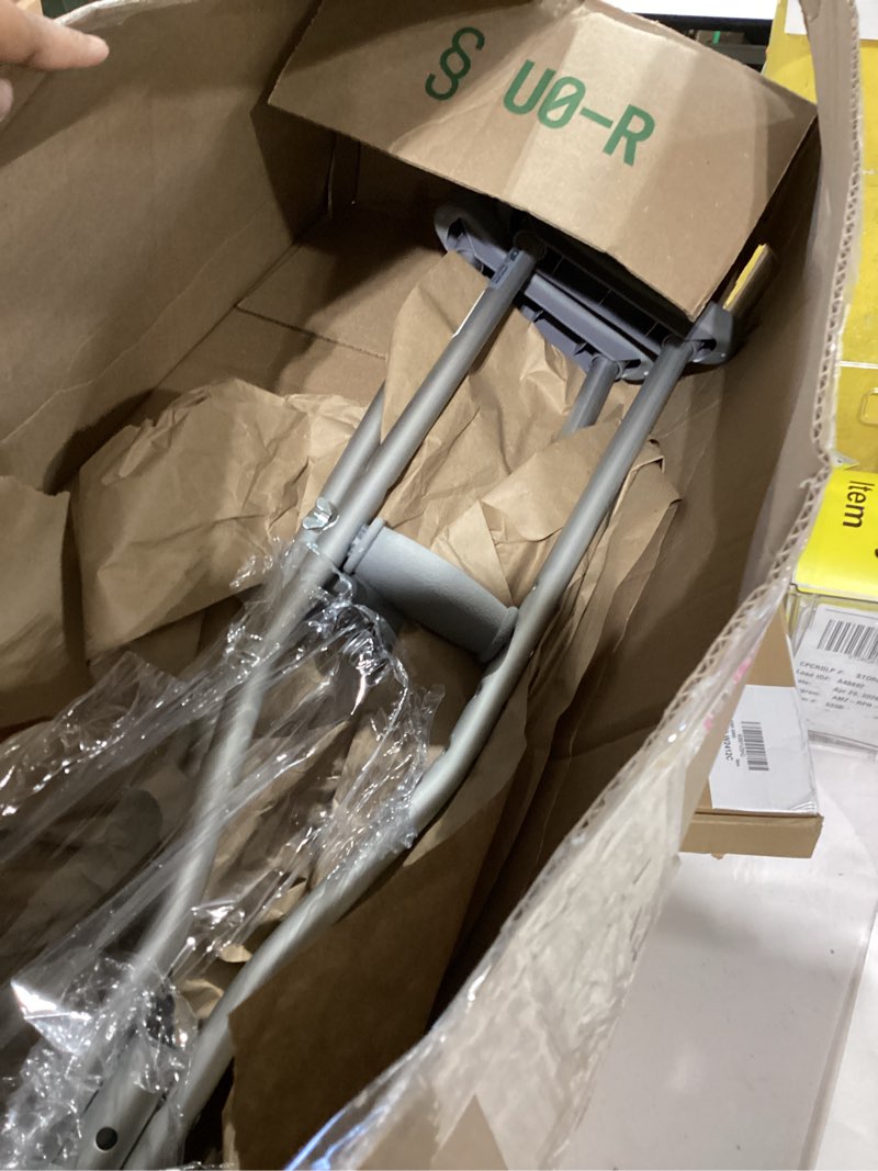 Condition photo showing As Is for pcp aluminum crutches, push button adjustable height, lightweight, 1 pair, kids child size (4'0" to 4'6")