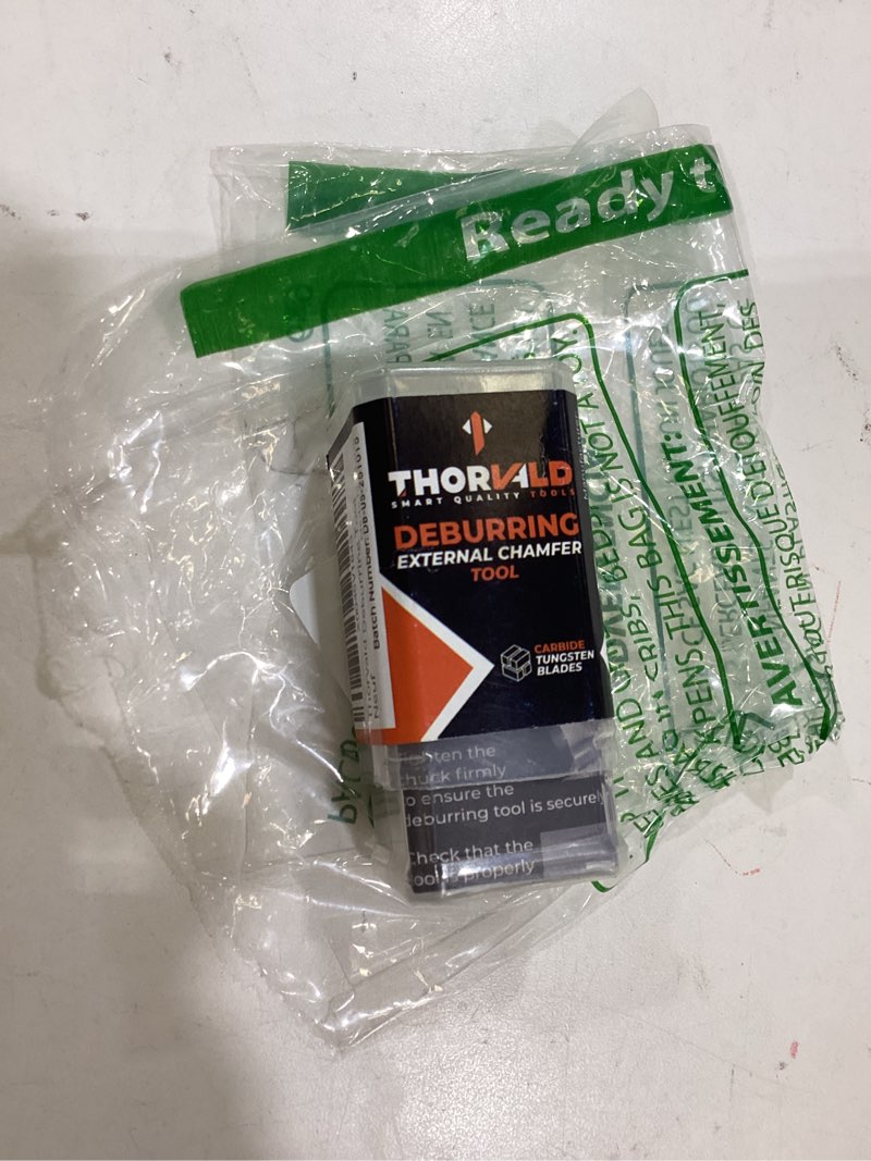 Condition photo showing New/Like New for thorvald deburring external chamfer tool with tungsten carbide blade - deburr tool for all thread, all metal rod, pipe, pvc, 3d printing - 1/8" to 3/4" diameter (3~19mm) - user guide + video tutorial 1x deburring tool