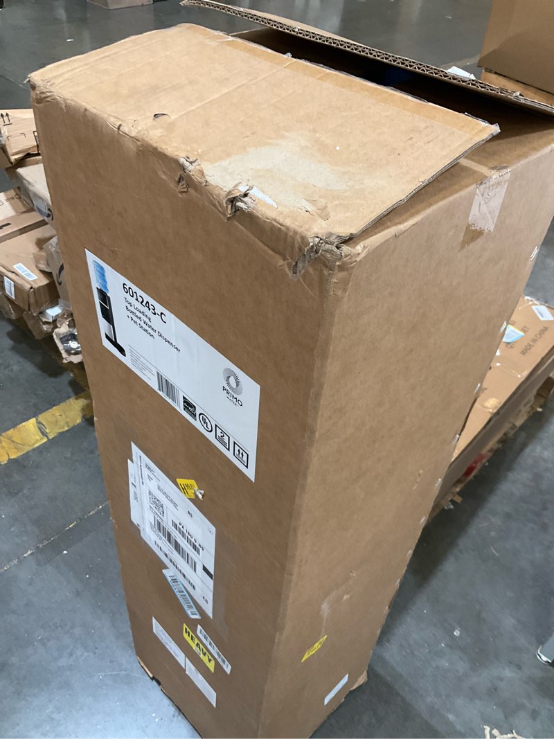 Condition photo showing As Is for primo water dispenser for 5 gallon bottle with pet drinking station - hot & cold top loading water cooler machine