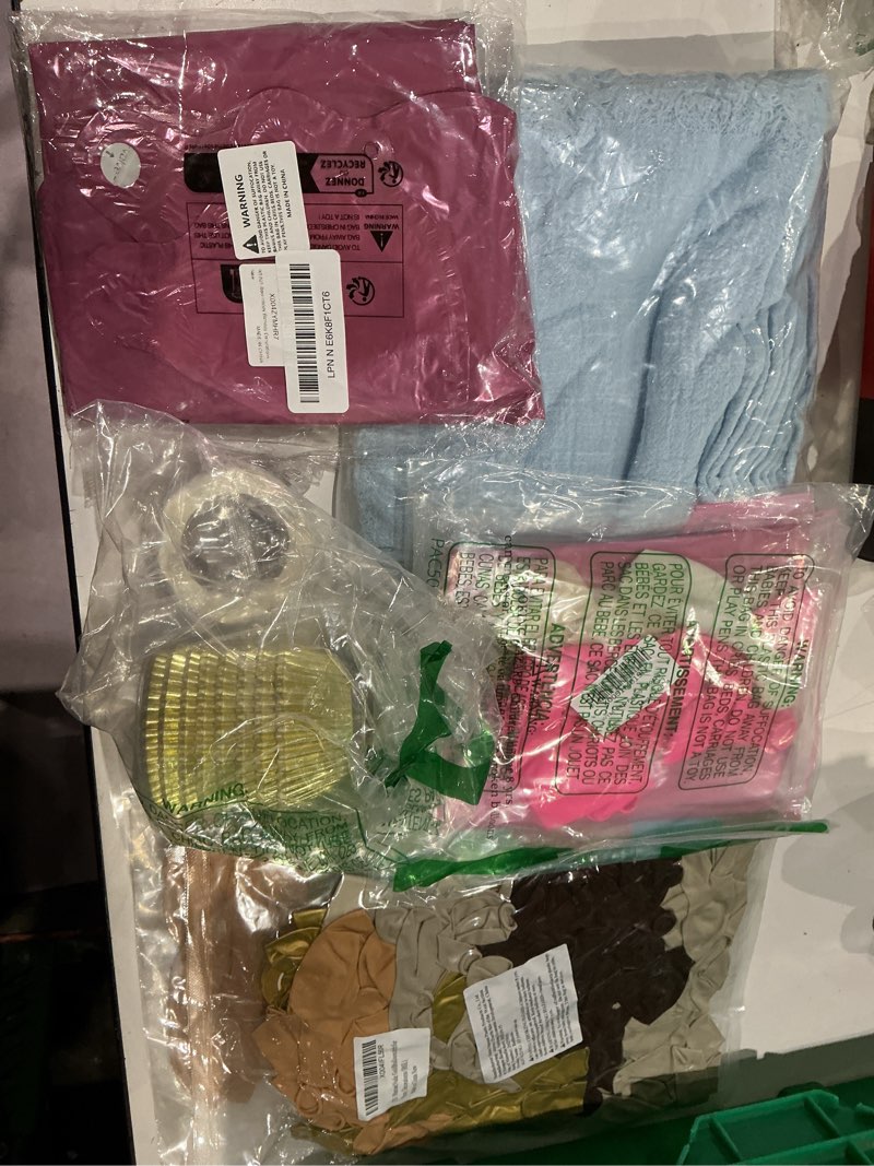 Condition photo showing As Is for assorted celebration/decoration supplies (may include a variety of styles, colors, and themes)
