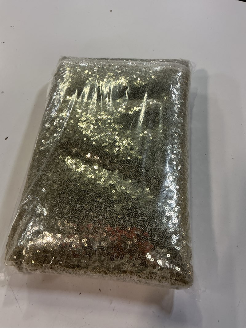 Condition photo showing New/Like New for 10 packs 12 x 72 inches sequin table runner, champagne glitter table runner for birthday party supplies wedding engagement baby shower holiday celebration event decorations champagne 10 pcs-12"x72"