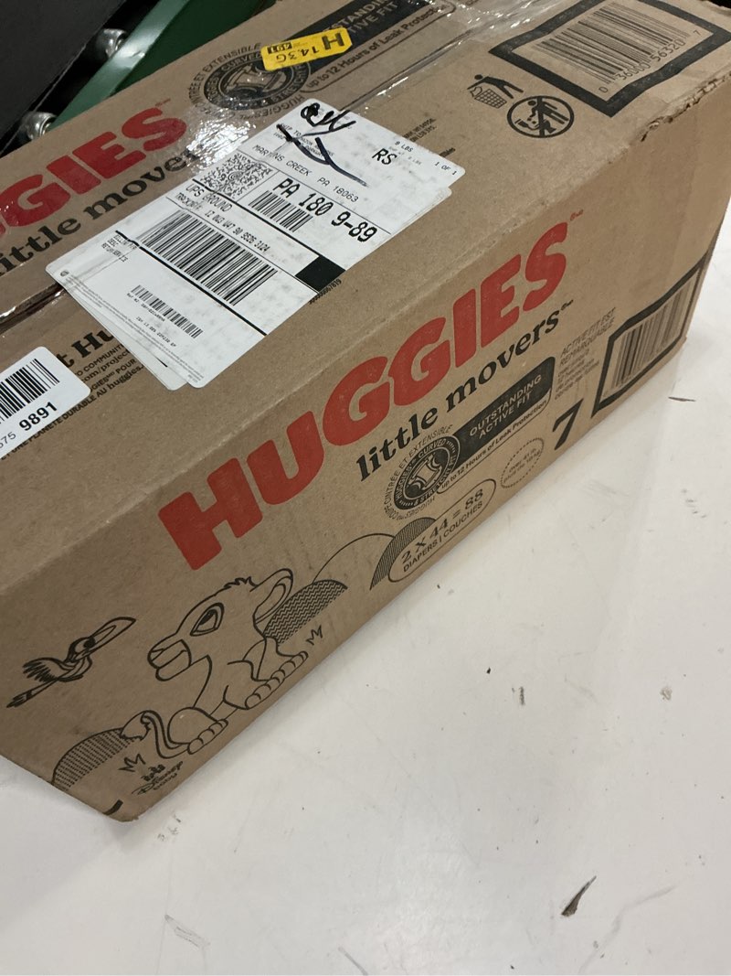 Condition photo showing New/Like New for (Size:7)Huggies Size 7 Diapers, Little Movers Baby Diapers, Size 7 (41+ lbs), 88 Count (2 Packs of 44), Packaging May Vary