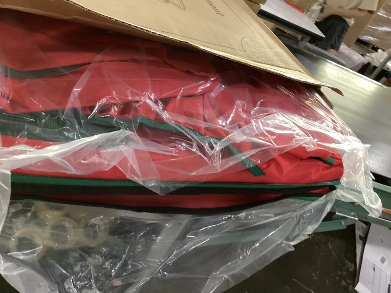 Condition photo showing Good Condition for ornament storage box, large christmas ornament storage box, stores 72 4'' ornaments , ornaments storage containers with 3 trays, durable and portable, 600d tear-proof material, extra pockets red