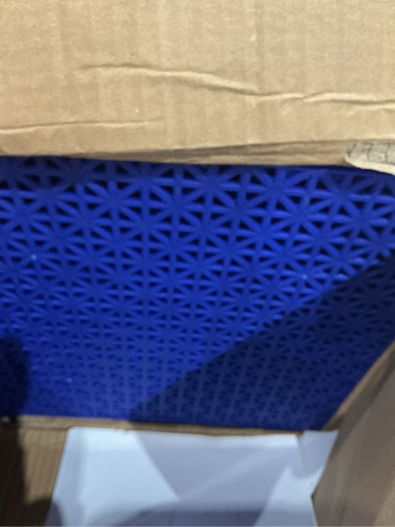 Condition photo showing New/Like New for jxgzyy 24 pcs basketball court tiles, 5/8 inch thick interlocking sport outdoor floor tiles, non slip pp drainage mat for tennis court drain deck pool patio shower kitchen garage poach blue