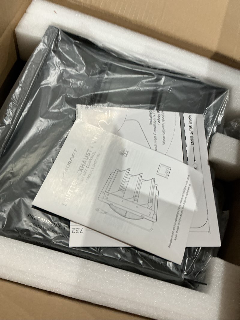 Condition photo showing Good Condition for inokraft shutter exhaust fan with wireless control panel, 12'' wall mount attic fan with temperature controller, 1500 cfm, 8-speed adjustable, ventilation for attic, garage, greenhouse, chicken coop 12"
