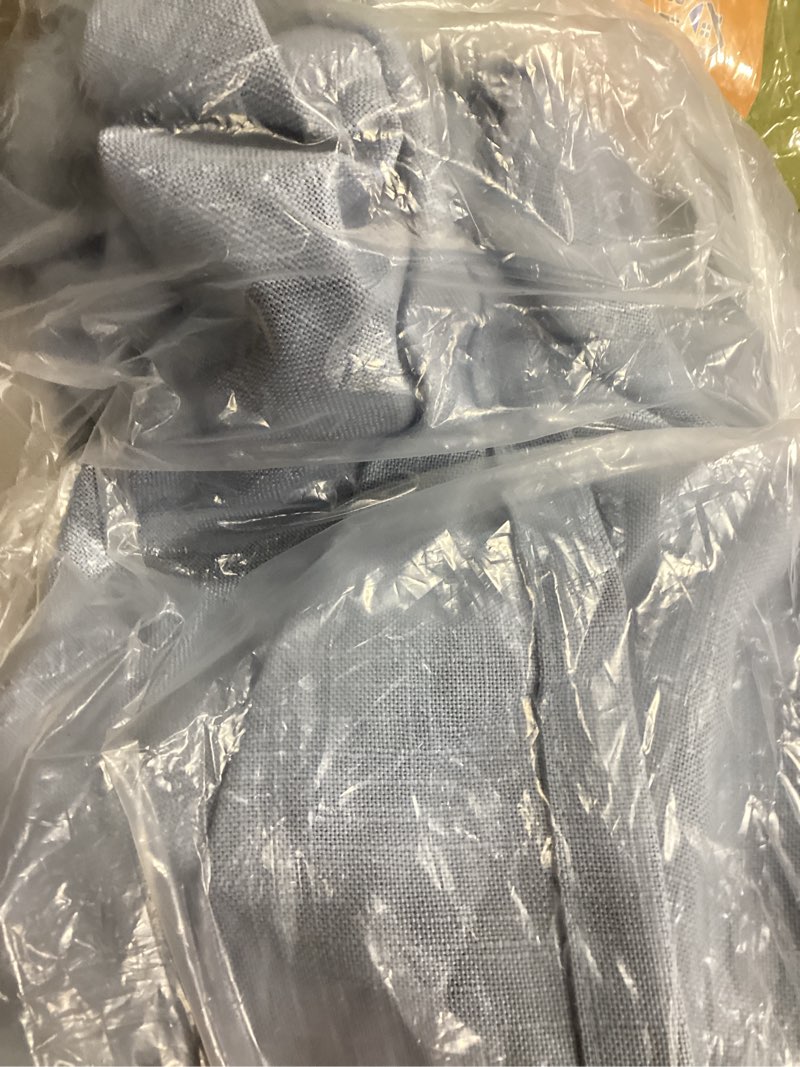 Condition photo showing Good Condition for dusty blue pleated linen curtains 96 inches long for living room 2 panel set semi sheer light filtering pinch pleat with rings hooks drapes boho farmhouse light blue grey curtain bedroom window dusty blue 40"w x 96"l (pack of 2)