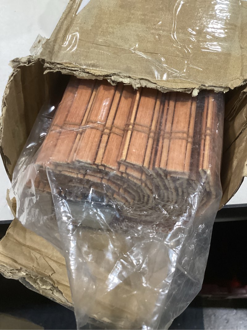 Condition photo showing Good Condition for LazBlinds No Tools No Drill Cordless Bamboo Roman Shades, Light Filtering Window Treatment, Roll Up Bamboo Blinds for Windows 28'' W x 64'' H, Wood Light Filtering-wood01 28" W x 64" H