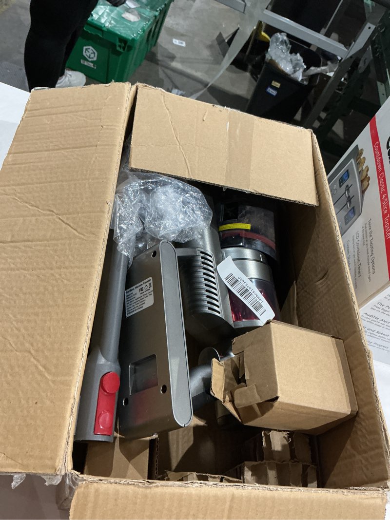 Condition photo showing As Is for cordless vacuum cleaner, 600w/50kpa, stick vacuum with rechargeable design, up to 60 minutes, powerful suction, lightweight, vacuum cleaner for home/pet hair/carpet/hard floor, grey gray