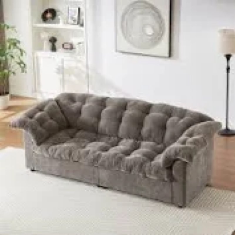 Aurelia 99.2" Modern Tufted Cushion Cloud Upholstered Sofa Body Fabric: Gray Chenille
